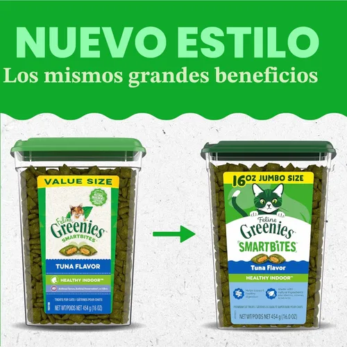 Miniatura 10 de Greenies Feline Smartbites - Golosinas saludables para gatos de interior, sabor a atún, tina de 16 onzas