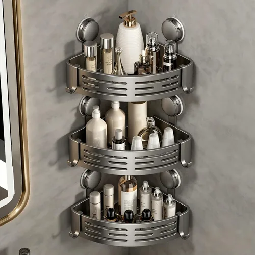 Miniatura 7 de VOLPONE Organizador de Ducha Esquinero con Ventosa Estante de Ducha Esquinero Sin Perforaciones Organizador de Ducha para Baño Estante