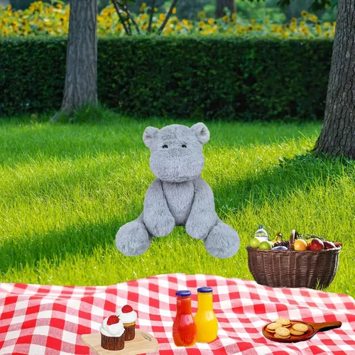 Miniatura 7 de Juguete de peluche de hipopótamo gris, juguete de peluche suave para niños y niñas, regalos para niños o novia, 8.5 pulgadas