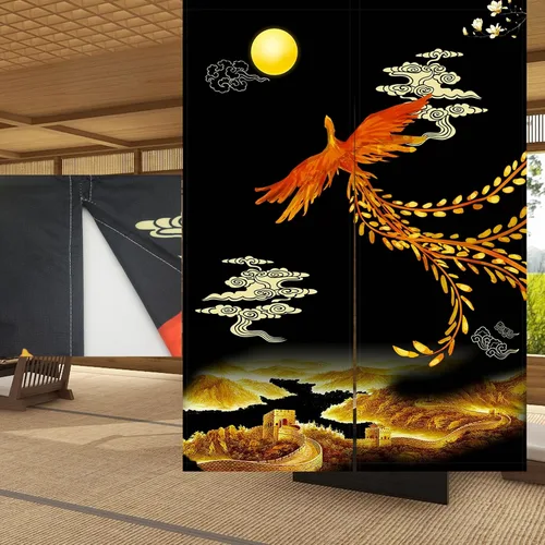 Miniatura 26 de LIGICKY Cortinas Noren estilo japonés para puerta, gruesas, largas, impresas, tapices colgantes para decoración del hogar, 33.5 x 47.2 pulgadas
