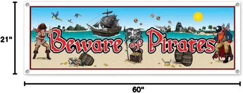 Miniatura 2 de Cartel de fiesta Beware Of Pirates con diseño