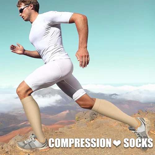 Miniatura 112 de Paquete de 3 pares de calcetines de compresión médica para mejorar la circulación de mujeres y hombres, para correr, hacer deporte y amamantar
