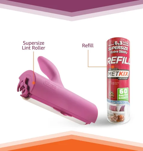 Recambio para rodillo de pelusa Metkix Supersize de 6.3 pulgadas, 2 paquetes en total 120 hojas