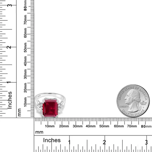 Miniatura 43 de Gem Stone King Anillo de compromiso con piedra natal de 5-10 quilates para mujer, plata de ley 925, corte esmeralda de 0.47 x 0.394 pulgadas, anillo