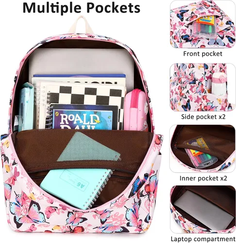 Miniatura 5 de Joyfulife Mochilas para niñas, mochilas para niños, mochilas para adolescentes, mochila para estudiantes escolares con lonchera, bolsas para lápices