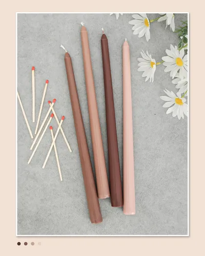 Miniatura 5 de Viyffo Velas Cónicas Marrones Paquete de 4 Sin Perfume de 12 Pulgadas Velas Cónicas 8 Horas de Tiempo de Combustión Sin Humo, Hogar, Boda, Fiesta