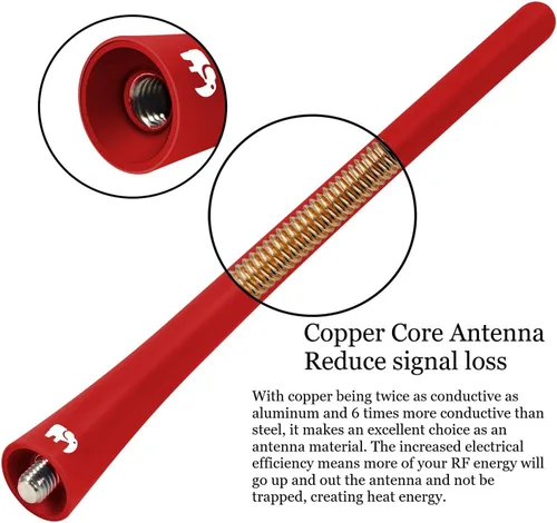 Miniatura 3 de ONE250 Antena de goma flexible de 7 pulgadas, compatible con Nissan - Frontier (1998-2021), Titan (2004-2023), Rogue (2008-2021), Pathfinder Rojo