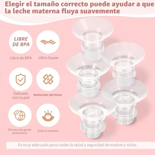 Miniatura 3 de Inserto de brida de 13/15/17/19/0.827 in, 10 unidades compatibles con Momcozy S12 Pro/S9 Pro/S12/S9/Medela/Spectra, etc. Extractor de leche