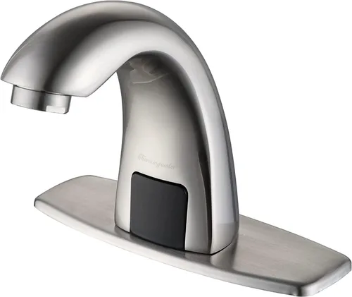 Miniatura 10 de Grifo de lavabo de baño sin contacto Charmingwater, llave con sensor automático de movimiento, con placa de cubierta de agujero, cromado Cromo