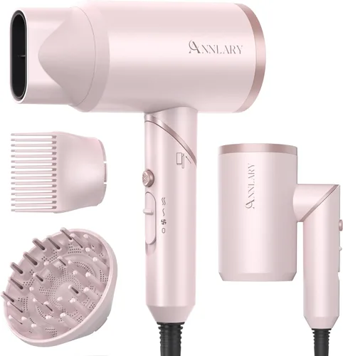 ANNLARY Secador de pelo con peine | Secador de pelo de 1800 W con difusor para cabello rizado | Secador de pelo iónico de plasma para control del