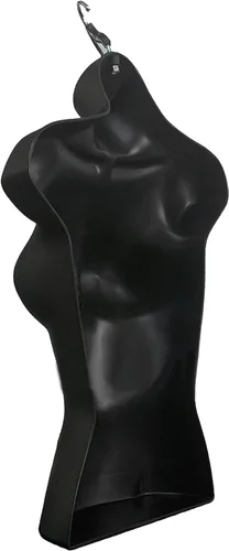 Miniatura 9 de Maniquí negro para hombre + mujer negra, forma de inyección, cintura media redondeada, cuerpo torso, forma de vestido con ganchos para colgar