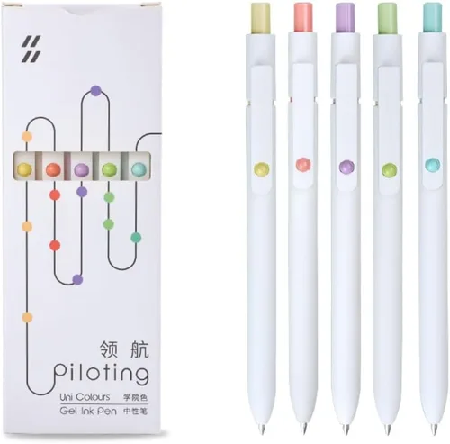 Miniatura 8 de Bolígrafos estéticos de escritura suave retráctiles de secado rápido tinta de gel negro punta fina 0.020 in 5pcs