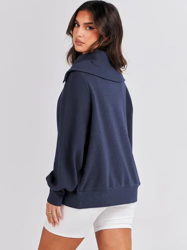 Miniatura 5 de ANRABESS Sudaderas con capucha para mujer, de gran tamaño, con cremallera de un cuarto, para adolescentes, niñas, ropa de moda Y2K