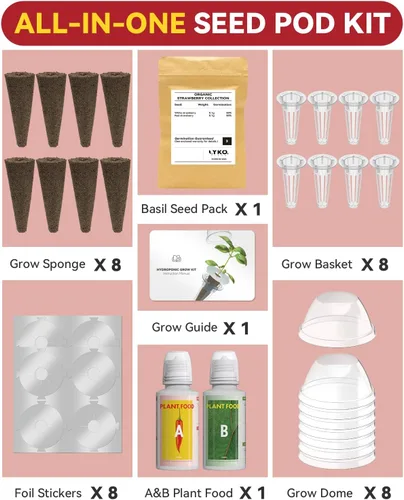 Miniatura 2 de LYKOCLEAN Kit de cápsulas de semillas hidropónicas compatible con AeroGarden, Ahopegarden, iDoo, MUFGA, 8 cápsulas completas para cultivar cualquier