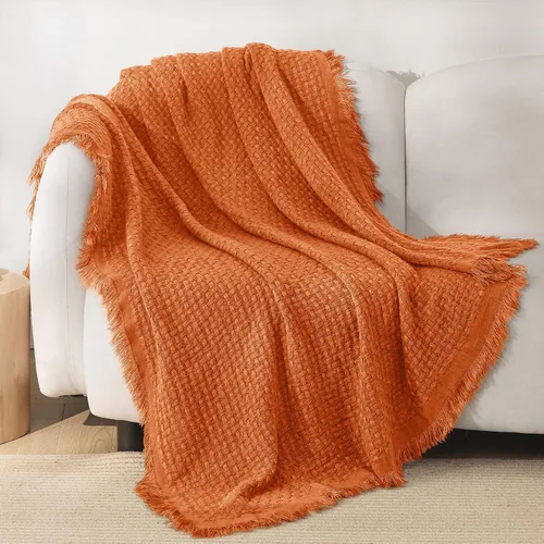 Exclusivo Mezcla Manta de punto individual con borlas para cama, reversible, súper suave y cálida, tejida estilo boho para todas las estaciones,