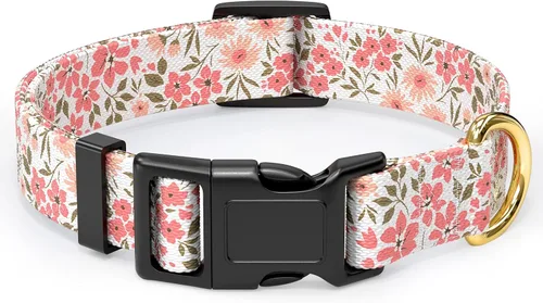 Miniatura 37 de Rnivvi Collar para perros pequeños, lindo collar floral resistente ajustable para cachorros con hebilla de liberación rápida para niño, niña