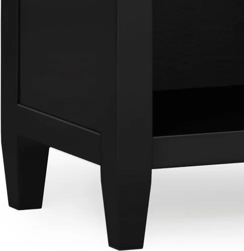Miniatura 11 de SIMPLIHOME Carlton - Mesita de noche de madera maciza de 24 pulgadas de ancho, color negro, mesa auxiliar o auxiliar contemporánea con 2 cajones