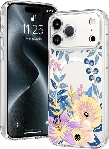 Miniatura 36 de OOK Magnetic for iPhone 17 Case Clear Pretty Flower Girls Women [Not Yellowing][Screen Protector] [ MagSafe Compatible] with Full Camera Lens