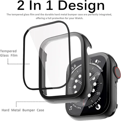 Miniatura 2 de Miimall Funda de metal compatible con Apple Watch de 1.496 pulgadas, protector de pantalla de vidrio templado, sensible al tacto, antiarañazos, a