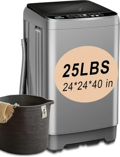 Miniatura 10 de Lavadora completamente automática de 17.7 libras, pequeña, compacta, portátil, programa de 10 lavados y 8 niveles de agua, lavadora compacta