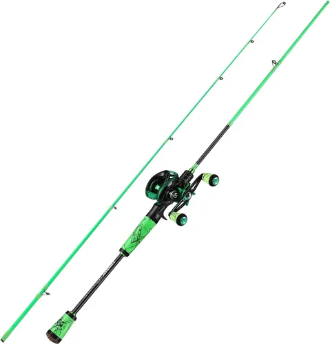 Miniatura 2 de One Bass Combo de Caña y Carrete de Pesca, Combo de Baitcasting Rápido Medio, Fibra de Carbono de 24 Toneladas, 2 Piezas de Cañas de Pescar