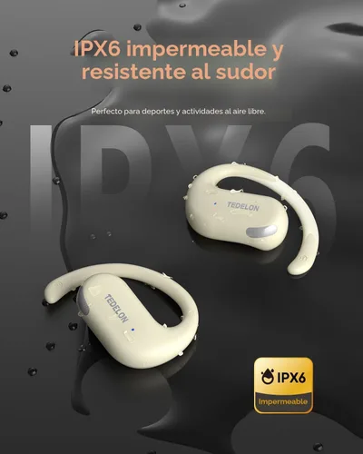 Miniatura 4 de Auriculares abiertos, auriculares abiertos de 50 horas, Bluetooth 5.4, IPX6, auriculares abiertos inalámbricos con gancho para la oreja, estéreo