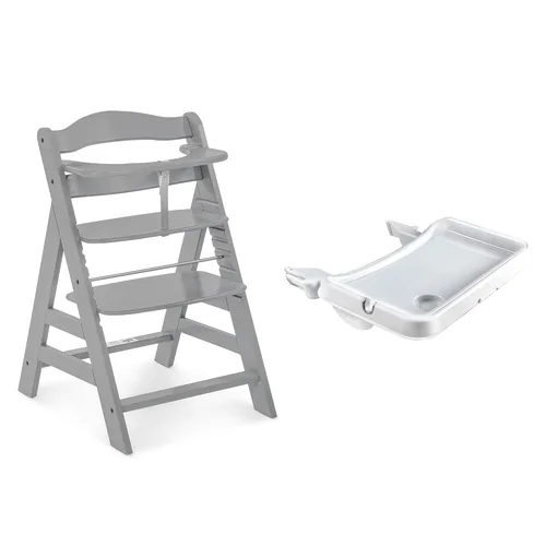 Miniatura 10 de hauck Alpha+ Grow Along - Trona elevada de madera de haya maciza con asiento ajustable, arnés de seguridad de 5 puntos y barra de parachoques