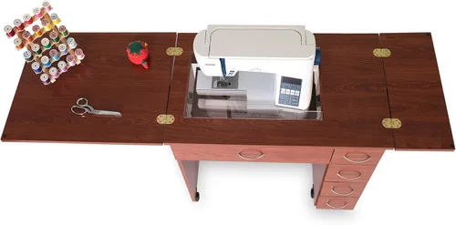 Miniatura 4 de Arrow - Muebles de costura clásicos Alice - Armario de costura compacto de tamaño mediano con elevador hidráulico de máquina, cajones, hojas