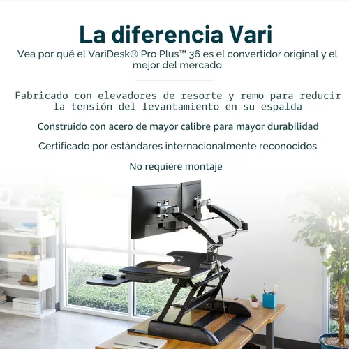Miniatura 4 de Varidesk – Escritorio de Pie Altura Regulable – Pro Plus 36, Negro