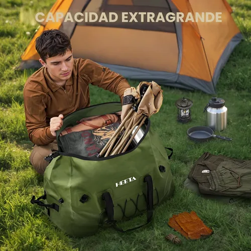 Miniatura 2 de HEETA Bolsa de lona impermeable para motocicleta, mochila seca para motocicleta, 60L/80L, extra grande, bolsas de viaje con correas y asas