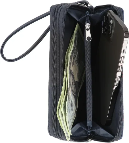 Miniatura 2 de Nautica On The Double Zip Around - Cartera de embrague de piel vegana para mujer con correa de muñeca, En las olas, Pequeña