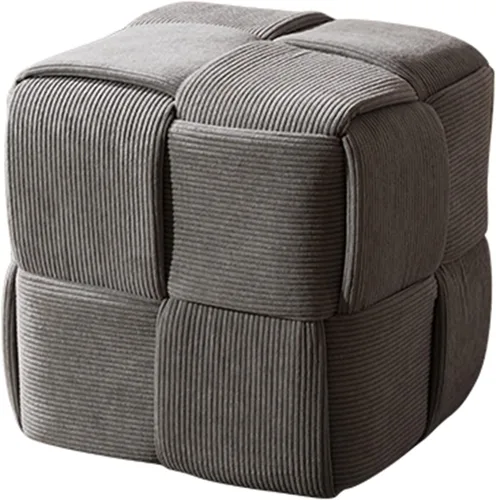 Miniatura 16 de QQXX Puf otomano tejido hecho a mano, taburete tapizado de terciopelo, moderno reposapiés cuadrado acolchado para sala de estar, dormitorio, entrada