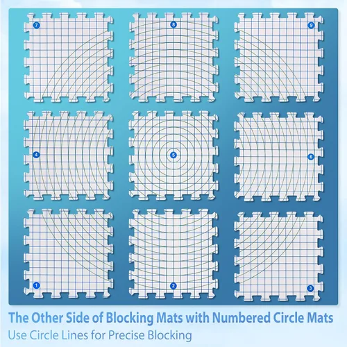 Miniatura 5 de Yiitoll Alfombrillas de bloqueo para tejer y ganchillo, 2 en 1, alfombrilla de bloqueo de doble cara con cuadrícula y radial, extra gruesa, 9