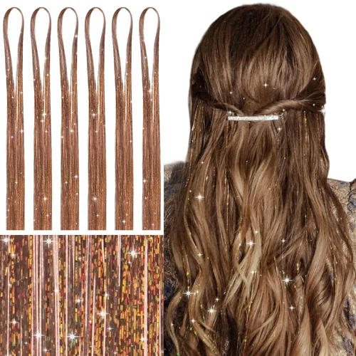 Miniatura 34 de Wennalife 12 piezas de extensiones de cabello azul con clip, extensiones de cabello con clip de colores para niños, pinzas de cabello arcoíris