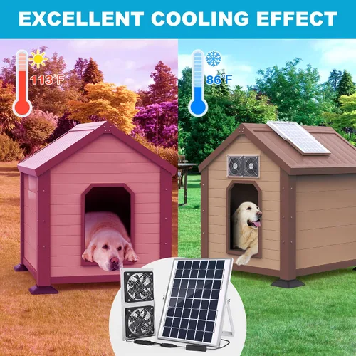 Miniatura 7 de SOLPERK Ventilador solar para invernadero, ventilador solar de 10 W para gallinero, ventilador de escape solar impermeable para cobertizo con cable