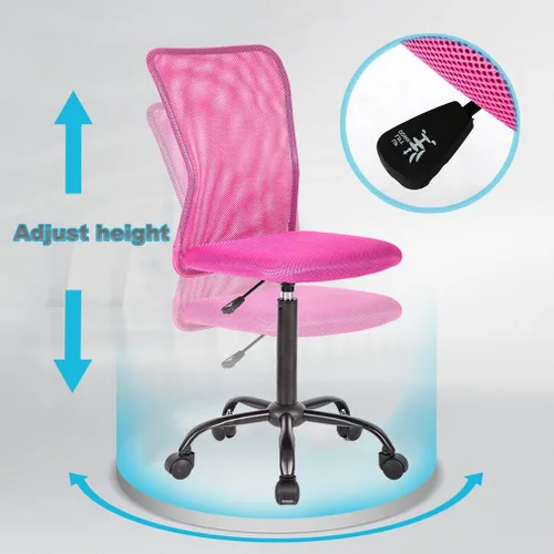 Miniatura 5 de Silla de oficina, silla de computadora con soporte lumbar, silla ejecutiva giratoria con respaldo medio de malla para adultos, paquete de 3 (rosa)