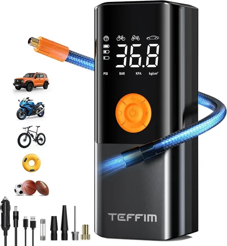 Miniatura 7 de Inflador de Neumáticos Compresor de Aire Portátil - Bomba de Aire para Neumáticos de Coche, Portátil para Coche con Medidor de Presión, Inflador