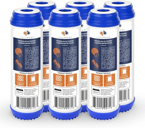 Aquaboon Cartucho de filtro de agua de carbón activado granular de 5 micrones, 10 x 2.5, repuesto de filtro de agua GAC, compatible con AP117,