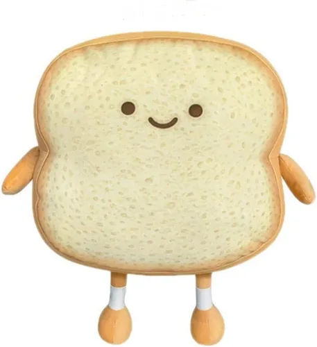 OUKEYI Almohada de pan tostado, divertido juguete de felpa con forma de pan, expresión facial, suave tostada para niños, adultos, regalo para