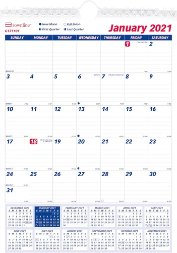 Miniatura 9 de Brownline Calendario mensual de pared 2022, 12 meses, enero a diciembre, encuadernación de doble alambre, 8 x 11 pulgadas (C171101-22)
