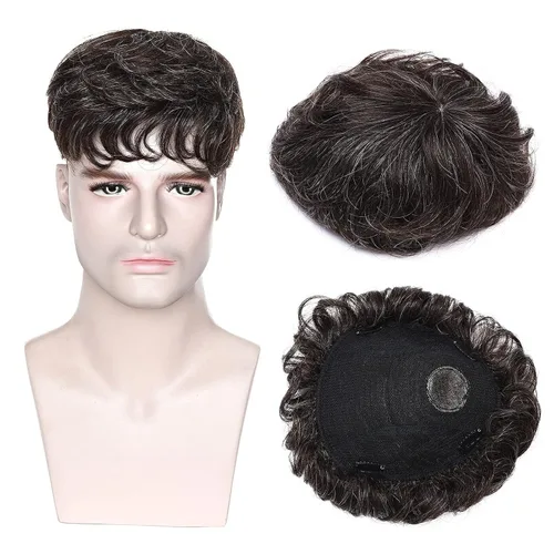 MY-LADY Toupee - Piezas de cabello humano para hombre, 6.3 x 7.5 pulgadas, sistema de reemplazo de cabello de 150 % de densidad, con clip, 90% de