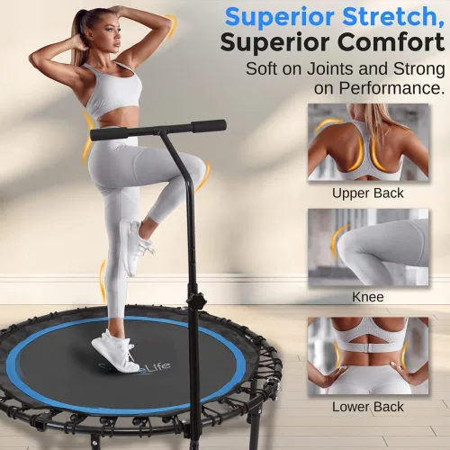 Miniatura 6 de SereneLife 40"/50" Mini Trampoline for Adults - 450/550LBS Fitness Trampoline with Reinforced Springs & Adjustable Safety Handle - Stable & Quiet