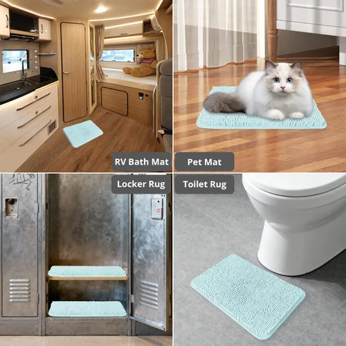 Miniatura 7 de Alfombra de baño pequeña de 12 x 18 pulgadas, lavable y absorbente, antideslizante, alfombra de baño de felpilla gruesa y suave para baño, ducha