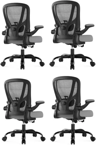 Miniatura 10 de Silla de oficina ergonómica de escritorio, silla de computadora de malla, silla de trabajo transpirable con ruedas, soporte lumbar ajustable, sillas