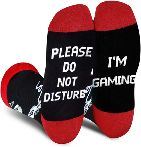 Miniatura 69 de AGRIMONY Calcetines divertidos con texto en inglés «Do Not Disturb Gaming» para hombres, mujeres, adolescentes, niños, Pascua, padres, cumpleaños
