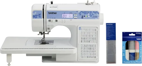 Miniatura 12 de Máquina computarizada Brother CS7205, 150 puntadas integradas, 1 fuente, mesa ancha, 11 pies de costura, color blanco