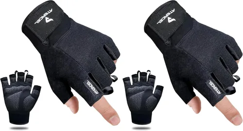 Miniatura 15 de ATERCEL Guantes de entrenamiento para hombres y mujeres, guantes de ejercicio para levantamiento de pesas, ciclismo, gimnasio, entrenamiento, Rojo