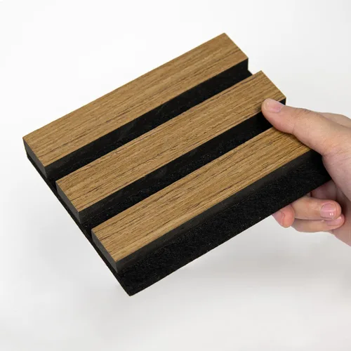 Miniatura 11 de Paquete de 6 paneles de pared de madera acústica, 94.5 x 8 pulgadas cada uno panel de pared insonorizado, paneles de listones de madera estriada 3D