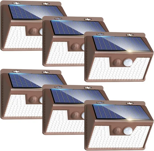Miniatura 42 de Peasur Luces Solares para Exteriores con Sensor de Movimiento, 140 LED Luz Solar Alimentada por Energía Solar para Cerca Impermeable, 3 Modos