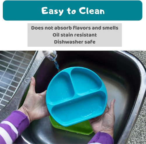 Miniatura 6 de Plato de succión para niños pequeños Sin BPA, 100% silicona de grado alimenticio Apto para microondas, lavavajillas y horno Platos